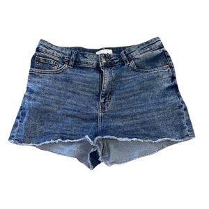 H&M Medium Blue Cut Off Denim Jean Shorts Size 10 Women Mid Rise